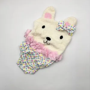 Bunny styled baby doll romper with polka dot bow for 20-22 inch reborn dolls