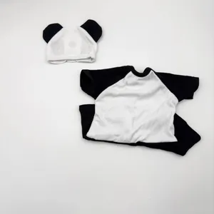 Ensemble de vêtements panda pour poupée de 16-18 pouces avec haut et bonnet bicolores
