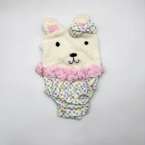 Cute Rabbit Reborn Doll Clothes Set Pink Polka Dot Romper And Plush Hat Kids Pretend Play Doll Toy Accessories