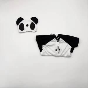 Ensemble poupée panda en coton avec haut à manches courtes et bonnet assorti avec oreilles