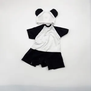 Tenue de poupée panda avec haut à manches courtes et bonnet à oreilles pour poupées 16-18 pouces
