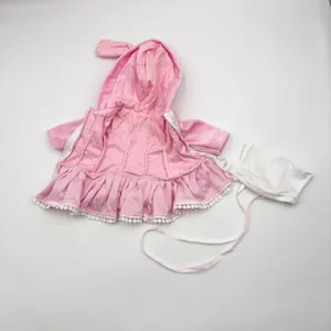 Puppenkleidung Set mit rosa Kapuzenkleid und Spitzenbesatz für 16-18 Zoll Puppen