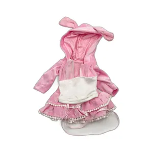 Rosa Puppenkleidung Set mit Hasenohren und Spitzenrock für 16-18 Zoll Puppen