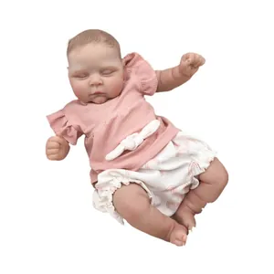 50cm lifelike reborn baby doll Peaches with 3D skin and pink striped outfit