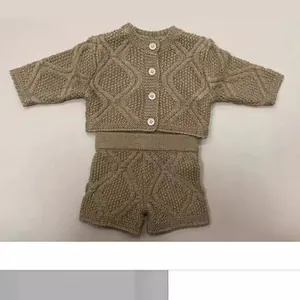 Knitted Cardigan And Shorts Outfit For Reborn Baby Dolls Cable Knit Accessory Clothes For Reborn Baby Doll Styling