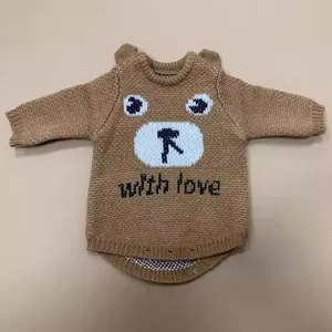 Cartoon Bär Gestrickte Langarm Puppenkleidung Für Reborn Baby Puppen Herbst Winter Warme Puppen Outfit Mit Dreidimensionalen Ohren