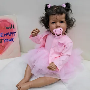 50cm lifelike reborn baby doll Liam in pink tutu dress with flower headband