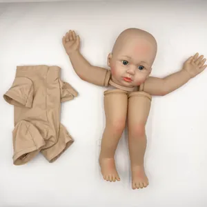 24 inch painted vinyl reborn baby doll DIY kit with soft cloth body and blue eyes