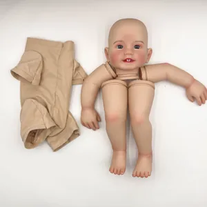 Realistic Reborn Doll Kit Painted Vinyl Silicone Head Limbs With Cloth Body Unfinished DIY Assembly Baby Doll Parts For Hobby