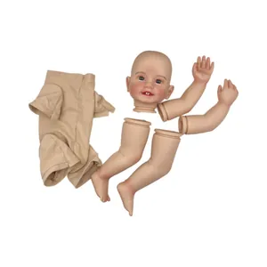 22-inch realistic DIY reborn doll kit including painted head with teeth and soft cloth body
