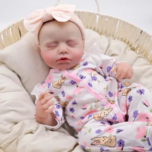 Realistic Reborn Baby Doll with Soft Silicone Limbs and Cloth Body Lifelike Sleeping Newborn Doll with 3D Skin Hand Painted Veins