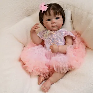 Poupée réaliste reborn Bettie 18 pouces avec haut rose à paillettes et jupe tutu