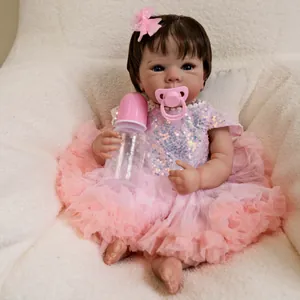 Poupée Reborn Bettie 18 pouces en robe tutu rose à paillettes avec biberon et tétine