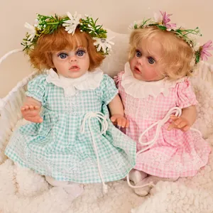Realistic 12 inch cloth body fairy dolls with curly hair and lace grid dresses