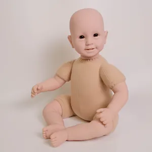 Realistic 22-inch unpainted reborn doll with six teeth and soft fabric body