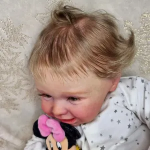 Poupée Reborn Harper réaliste de 19 pouces avec barboteuse à étoiles et cheveux blonds