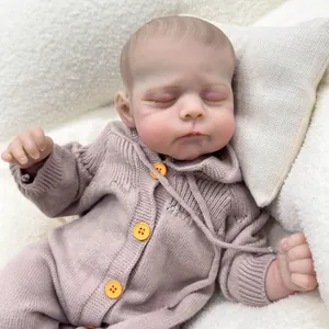 Realistic 19 Inch Reborn Baby Doll Soft Silicone Head Limbs Cloth Body Hand Painted Hair Sleeping Newborn Toy For Kids