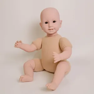 Realistic Reborn Baby Doll Unpainted Naked Doll Kit Soft Silicone Head Limbs With Cotton Cloth Body Lifelike Newborn Toy For Kids Gift