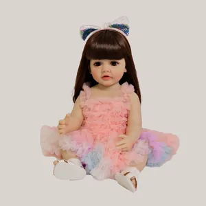 55cm lifelike reborn baby girl doll Betty in pink ruffle tulle princess dress