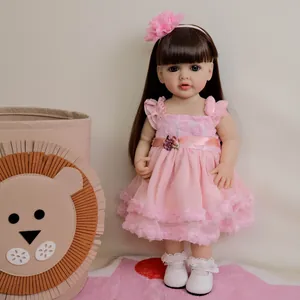 55cm realistic reborn baby girl doll Betty in pink lace floral dress and headband