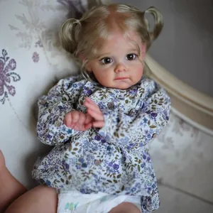Bambola Reborn Realistica Toddler Maggi Con Vestito Floreale Blu Pelle Dipinta in 3D Fatta a Mano Corpo Morbido Regalo