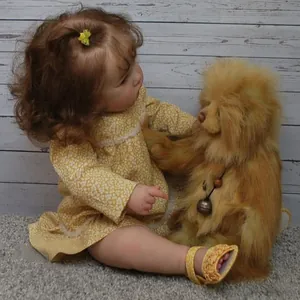 24-inch lifelike Reborn Doll Charlotte in yellow floral dress with brown curly hair