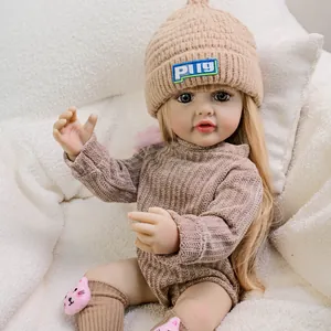 Réaliste Poupée Reborn Bébé En Silicone Vinyle Corps Imperméable Fait À La Main Fille Poupée Avec Marron Tricoté Tenue Chapeau Chaussettes Cadeau Jouet