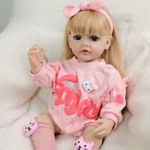 22 inch lifelike Reborn Doll Betty in pink floral sweatshirt and cute bunny accessories