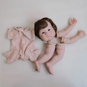 Painted Reborn Doll DIY Component Silicone Vinyl Real Life Baby Doll Head Limbs Pink Romper Rooted Hair Simulation Parts