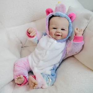 Realistic Reborn Baby Doll Vinyl Full Body Washable With Unicorn Tie Dye Plush Onesie Toy For Kids Christmas Gift