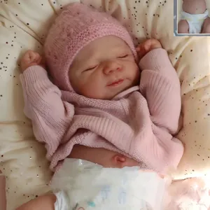 Realistic Reborn Baby Doll Sleeping Full Body Silicone Vinyl Waterproof Life Like Newborn Girl In Pink Knitted Sweater Gift Toy
