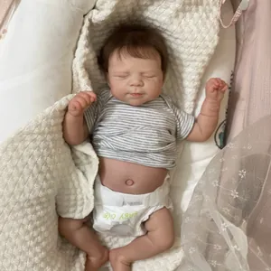 Realistic Reborn Baby Doll Full Body Silicone Washable Lifelike Newborn With Striped Clothes For Kids Girls Gifts