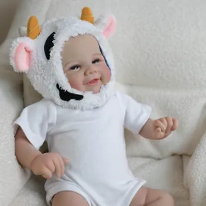19-inch lifelike reborn baby doll with visible skin veins and cute cow hat outfit