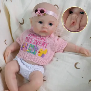 Vollsilikon Realistische Reborn Babypuppe Rosa Gestricktes Outfit Mit Stickerei Lebensechte Interaktive Neugeborenen Puppe Geschenk Für Mädchen