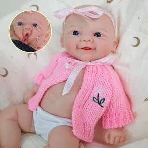 Poupée Bébé Reborn Réaliste en Silicone Solide Gilet en Tricot Rose Nouveau-Né Pour Enfants Cadeau de Jeu