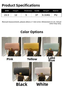 Sizing chart and product parameters for the embossed PU leather crossbody bag with chain