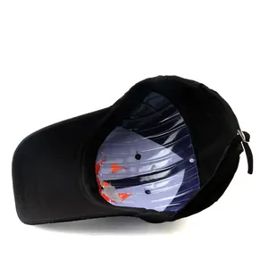Black cotton Halloween baseball cap with pumpkin embroidery and adjustable metal buckle strap