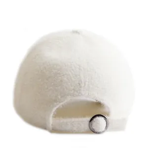 White fluffy faux fur baseball cap with adjustable strap and STAR rhinestone detailing