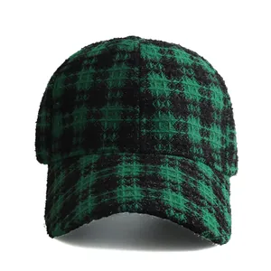 Women's Fashion Tweed Plaid Baseball Cap Vintage Autumn Winter Warm Adjustable Checkered Sunshade Hat Outdoor Casual Travel Top
