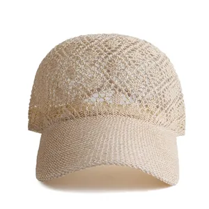 Cappellino da Baseball da Donna in Maglia Traforata Cappello da Sole all'Uncinetto Estivo all'Aperto Spiaggia Parasole Regolabile Berretto con Visiera