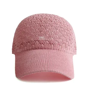 Women Hollow Knitted Baseball Cap Summer Sunshade Breathable Mesh Sun Hat For Outdoor Casual Travel Ladies Beach Adjustable Cap