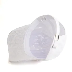 Close-up of lace baseball cap interior with adjustable metal buckle and inner lining