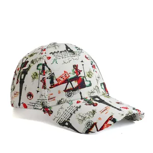 Gorra de béisbol blanca estilo retro París con estampado de la Torre Eiffel y visera