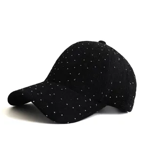 Casquette de Baseball Brillante à Strass pour Femmes Polyester Protection Solaire Mode Voyage Extérieur Ajustable