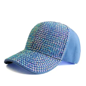Gorra de Béisbol de Lujo para Mujer con Incrustaciones de Strass Acrílico Ajustable Sombrilla Moda Exterior Purpurina Sombrero de Lengua de Pato