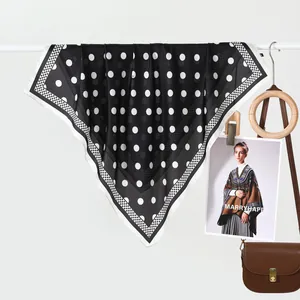 Foulard Quadrato da Donna in Raso a Pois Retrò Francese Elegante Leggero Versatile Sciarpa da Collo Accessori