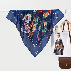 Women Vintage Floral Print Satin Square Scarf Elegant Neck Scarf Head Scarf Handbag Accessory Fashion Commuting Scarf Gift