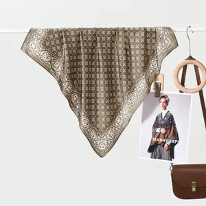 Braunes Seidentuch mit geometrischem Muster für Damen und Vintage Mode-Accessoires