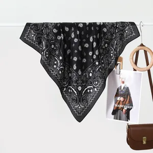 Classic black paisley silk scarf for women featuring premium minimalist design pattern