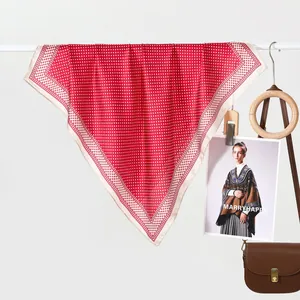 Damen Polka Dot Satin Quadratischer Schal Eleganter Seidengefühl Halstuch Vielseitiges Bedrucktes Haarband Mode Accessoire